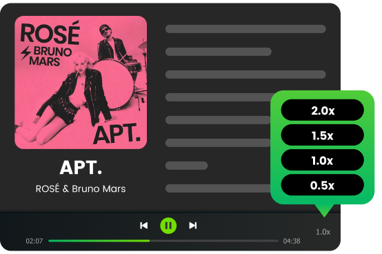play downloaded line music with adjustable playback speeds and shareable lyrics