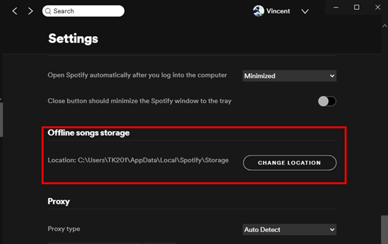 spotify offline songs location