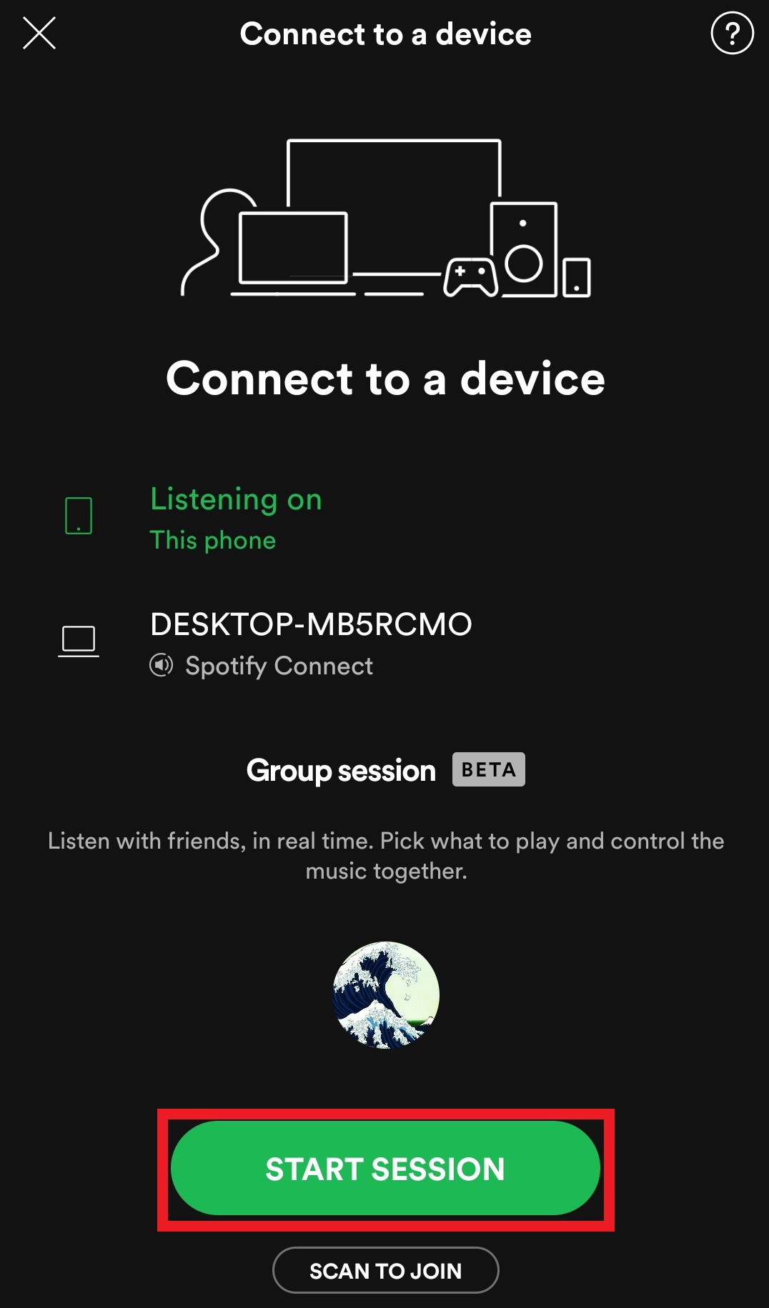 start spotify group session