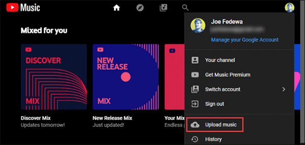 upload spotify to youtube music